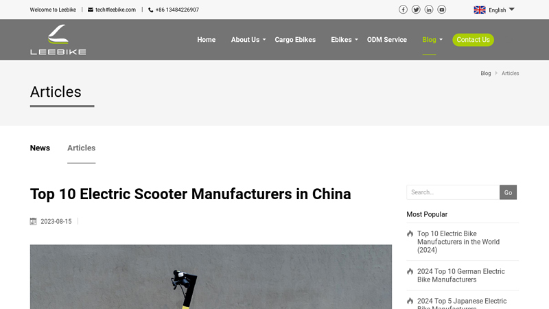 Image of Top 10 Electric Scooter Manufacturers in China