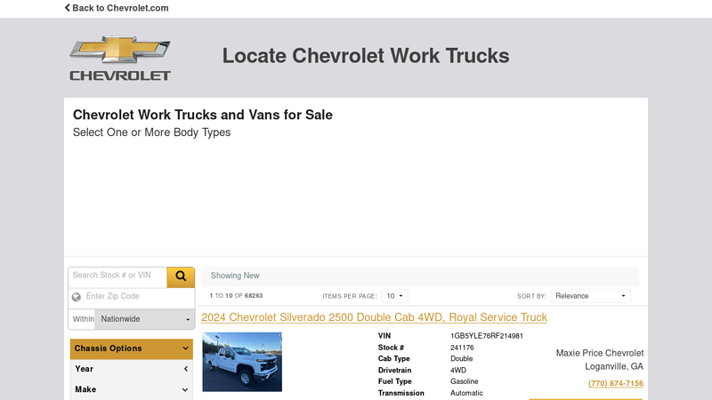 Chevrolet Work Trucks and Vans for Sale | Chevrolet Locator