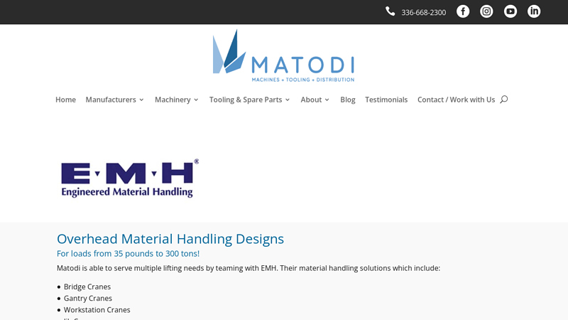 Image of EMH Overhead Material Handling Systems | Cranes | Matodi