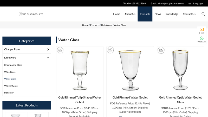 Image of China Water Glass Manufacturers, Suppliers, Factory