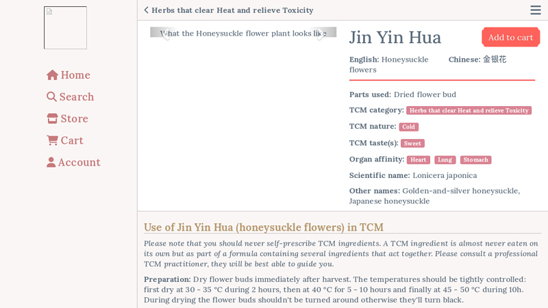 Image of Jin Yin Hua (Honeysuckle flowers) in Chinese Medicine