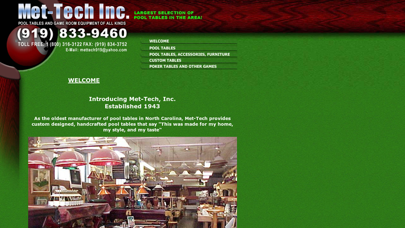 Met-Tech Inc - Research Triangle, NC - Billiard Equipment/Supplies