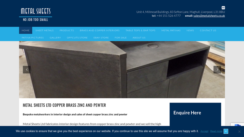 Copper brass zinc and pewter - Fabrication & Sheet Sales