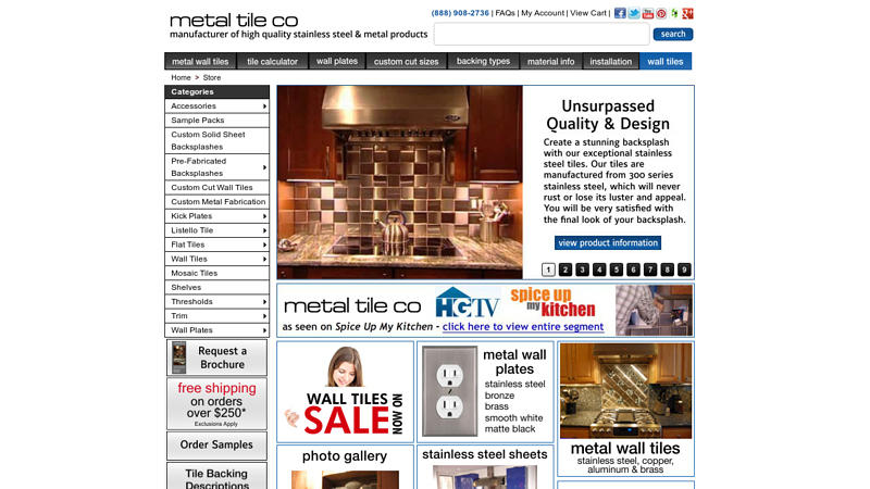 Metal Tile Co - Manufacturer of Stainless Steel, Aluminum, Copper, Brass and Metal Tiles and Backsplashes