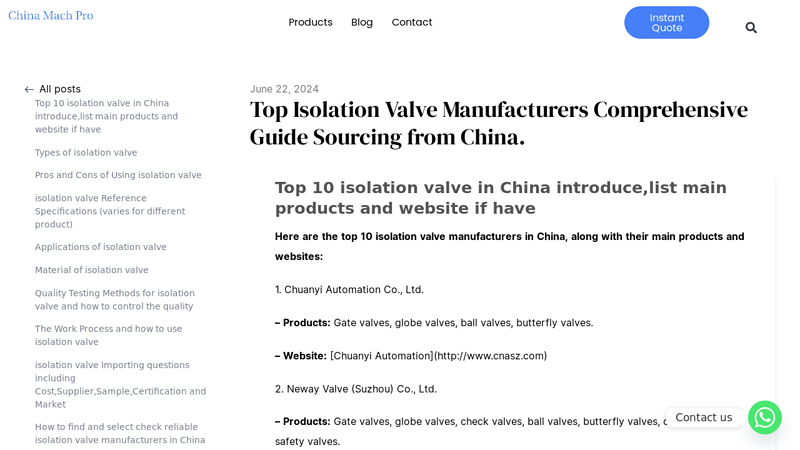 Image of Top isolation valve Manufacturer in China.Comprehensive Guide to ...