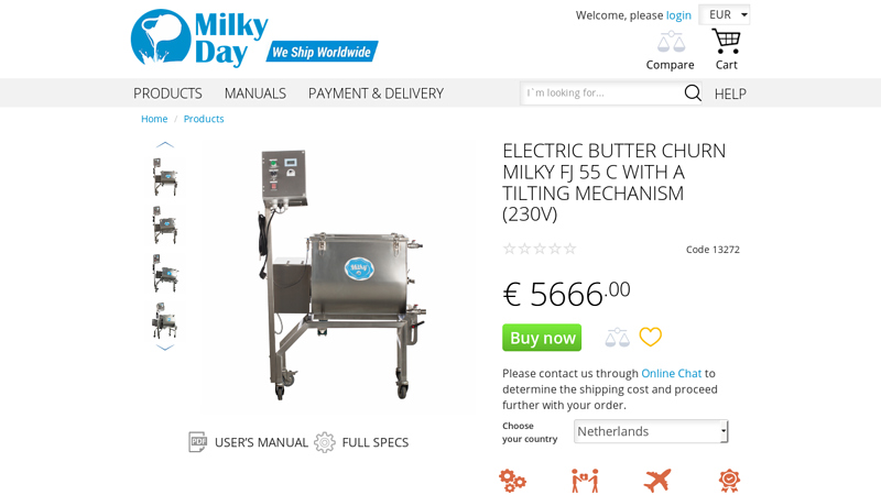 Image of Electric butter churn Milky FJ 55 C with a tilting mechanism (230V)