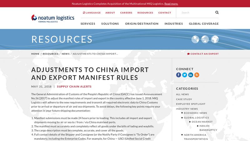Image of Adjustments to China Import and Export Manifest Rules