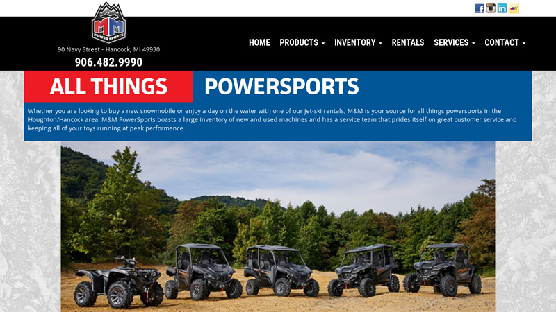 M&M Power Sports, Hancock Michigan | Yamaha, Suzuki, Arctic Cat, PolarKraft, Sweetwater, Crest, Kymco sales, service, parts & rentals in the Keweenaw Peninsula.