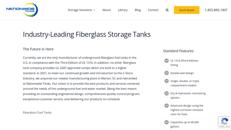 Fiberglass Storage Tanks - Nationwide Tanks