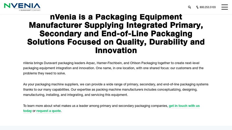 Packaging Machinery Manufacturers | nVenia - a Duravant Company