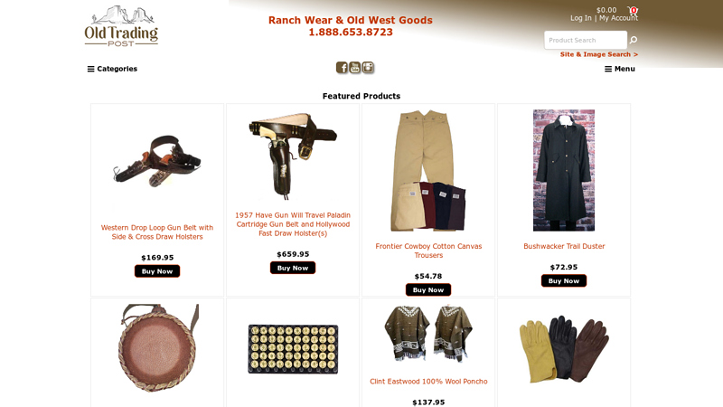 Old Trading Post - Oldtradingpost.com the finest in Western Leather Products Old West Gun Leather, Western Gun Leather, Buckskin Apparel, Western Wear, Cowboy Clothing and Accessories, OldTradingPost.com Old Trading Western Store specializes in Old West and Modern Gun Leather, Western Wear, Cowboy Clothing, Boots, Hats, Gun Leather, Leather Canteens etc.