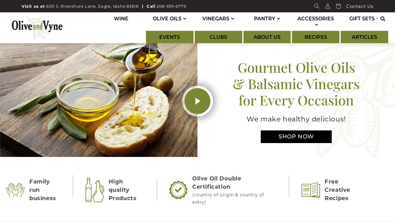 Olive & Vyne wine, extra virgin olive oil and balsamic vinegars! C Olive and Vyne
