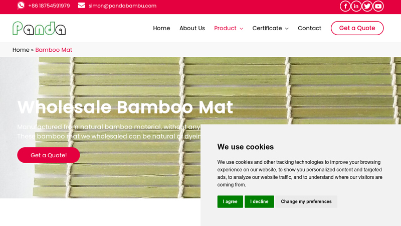 Image of Wholesale Bamboo Mat in Bulk, China Bamboo Mat Manufacturer