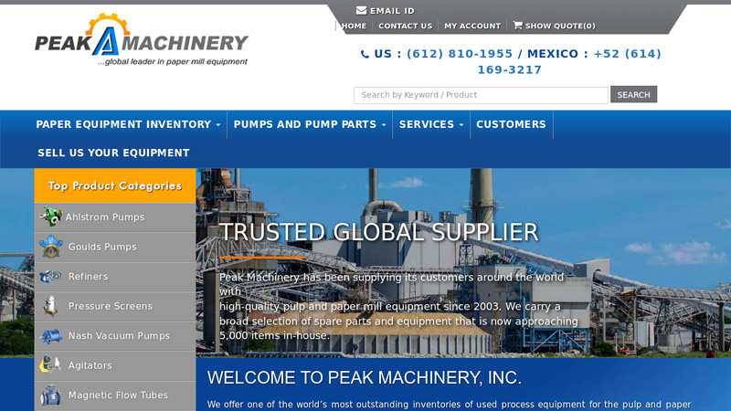 Paper Mill Equipment, Used Paper and Pulp Machines at Peak Machinery