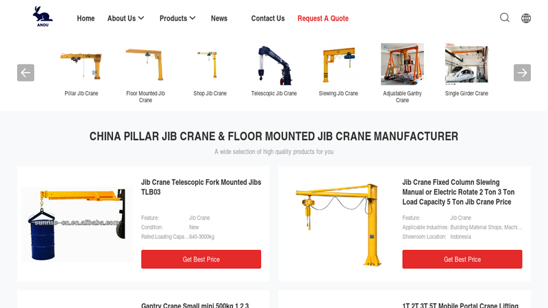 Image of China Pillar Jib Crane & Floor Mounted Jib Crane Manufacturer