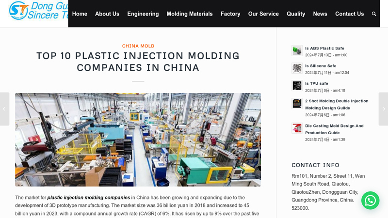 Image of Top 10 Plastic Injection Molding Companies In China