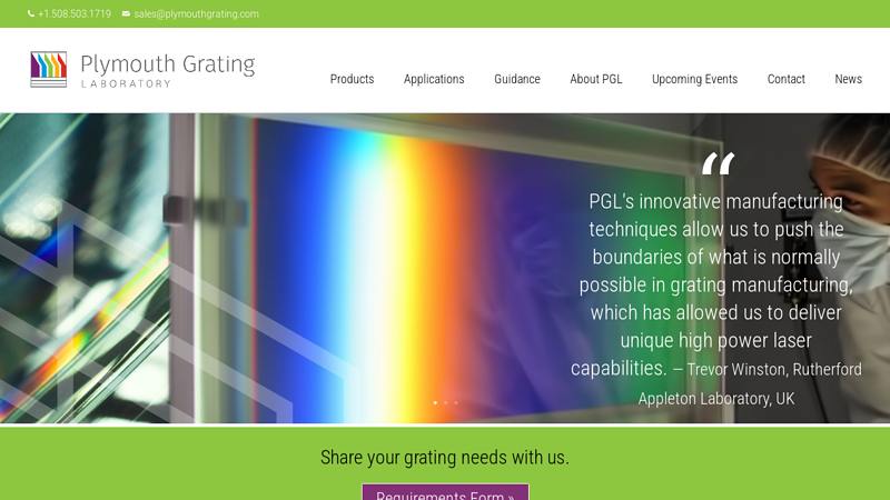 Plymouth Grating Laboratory: Manufacturers of laser diffraction gratings