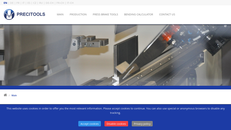 Precitools press brake tools, bending tooling from Italy