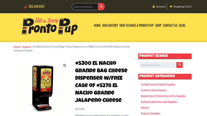 Image of #5300 El Nacho Grande Bag Cheese Dispenser | Pronto Pup Co.
