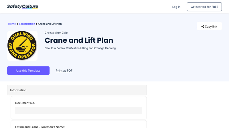 Image of Crane and Lift Plan