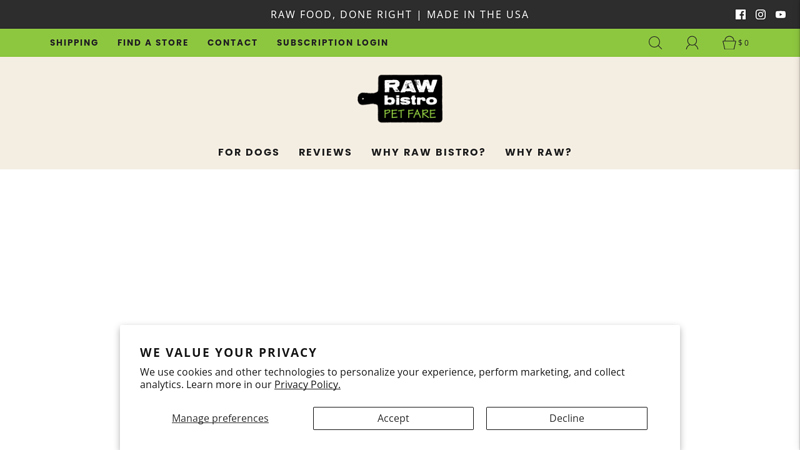 Raw Frozen and Dehydrated Food for Dogs | Raw Bistro