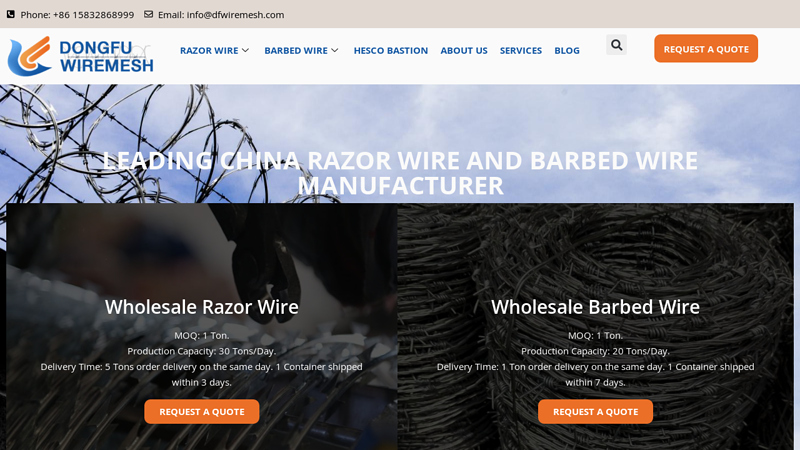 Razor Wire, Concertina Wire, Barbed Wire Manufacturer & Supplier - Dongfu Razor Wire & Barbed Wire