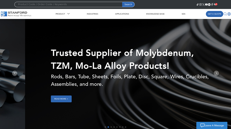 Global Supplier of Fabricated Products & Machining Parts | Stanford Advanced Materials