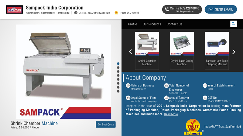 Sampack India Corporation, Coimbatore - Manufacturer of Packing Machine and Sealing Machine