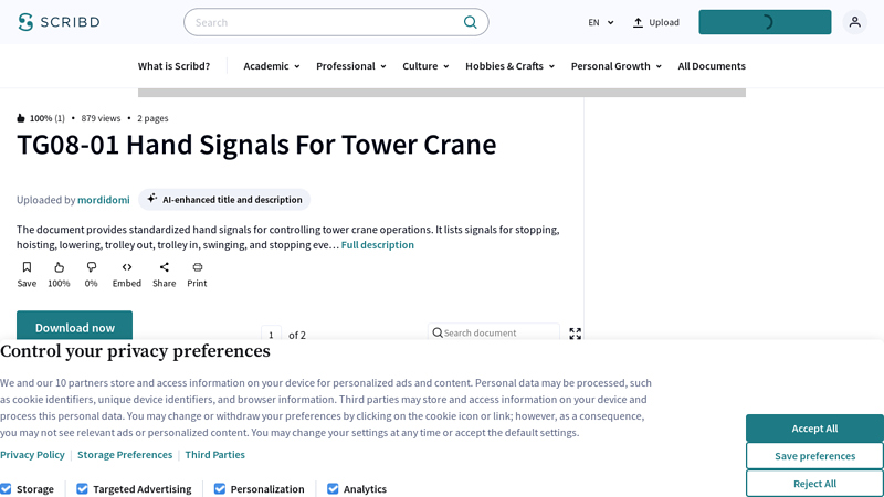 Image of TG08-01 Hand Signals For Tower Crane | PDF | Hand