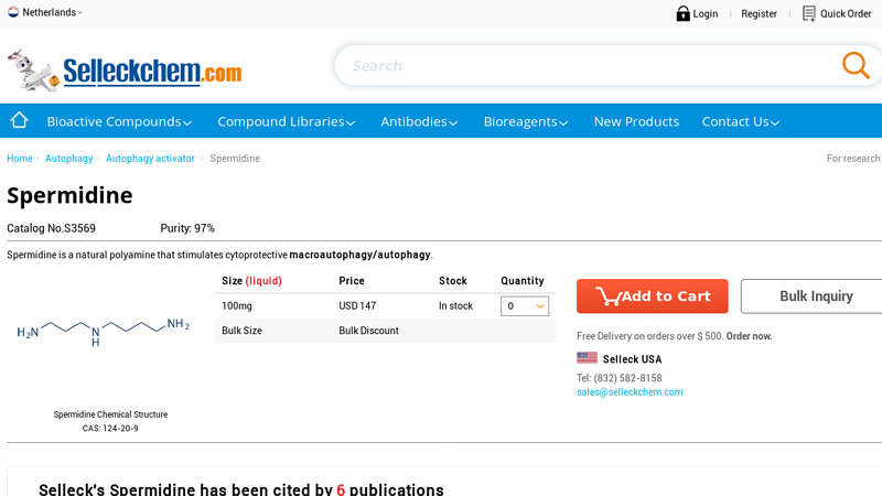 Image of Spermidine | 97%(HPLC) | In Stock | Autophagy activator