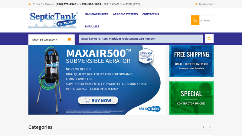 Find Septic Tank Parts, Aerators, Pumps, & Alarms | SepticTankParts.com | SepticTankParts.com