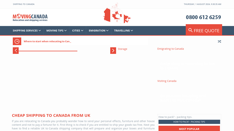 Shipping to Canada from UK Cost Boxes Furniture Container