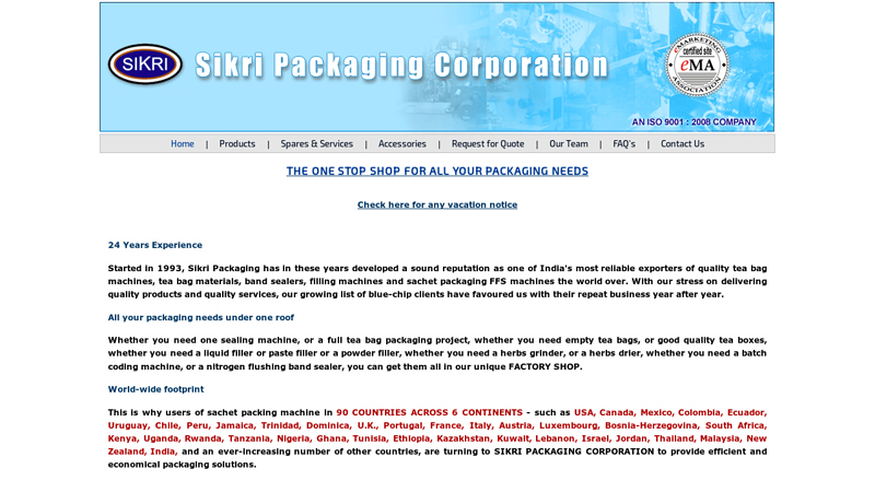 Sikri Packaging Corporation - Manufacturers & Exporters of Packaging Machinery