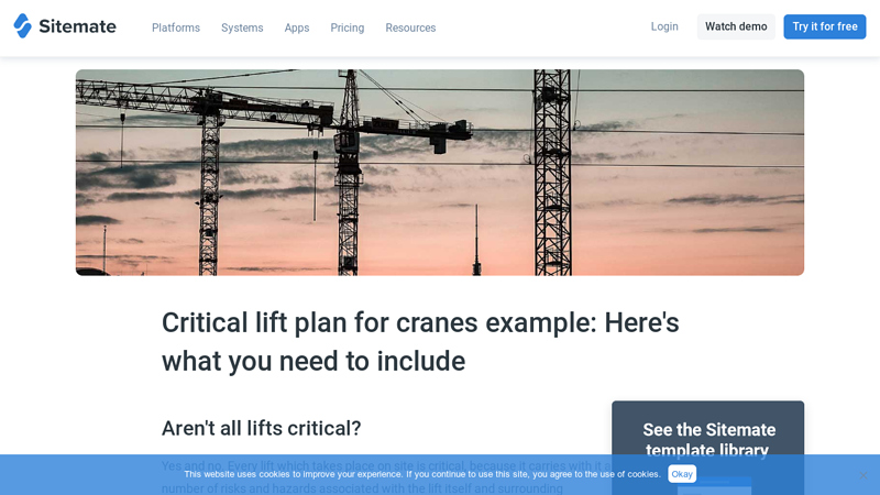 Image of Critical lift plan for cranes example: Here