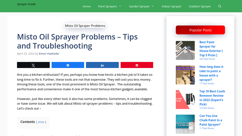 Image of Misto Oil Sprayer Problems