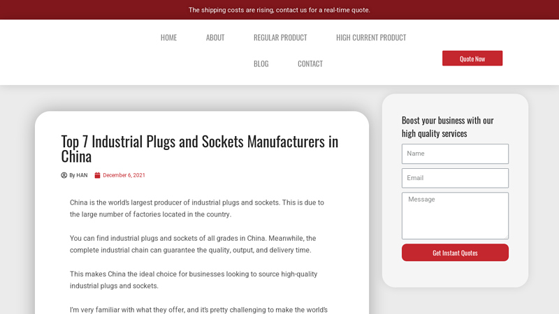 Image of Top 7 Industrial Plugs and Sockets Manufacturers in China
