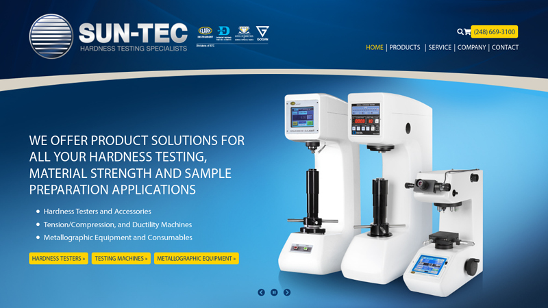 Sun-Tec Corp - Hardness Testing Machine, Sales, Service and Calibration