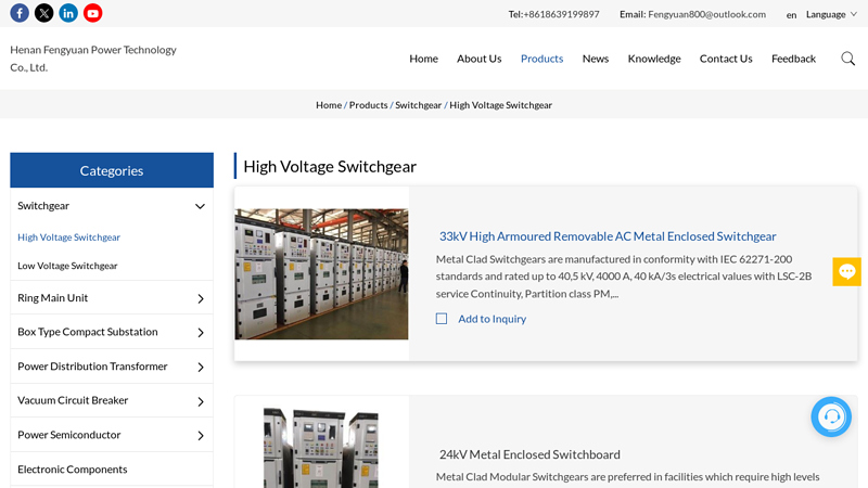 Image of China High Voltage Switchgear Manufacturers, Suppliers