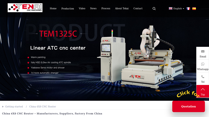 Image of China China 4X8 CNC Router Manufacturers and Factory, Suppliers | Tekai