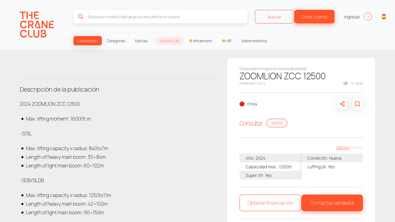 Image of Zoomlion ZCC 13000 en venta en China | The Crane Club