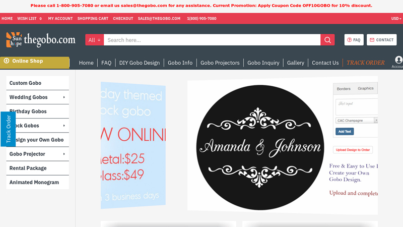 Thegobo.com | Custom Gobos | Wedding Gobos | Gobo Projectors ...