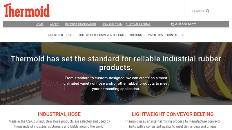 Industrial Rubber Hose, Conveyor Belts & Ducting Products | Thermoid