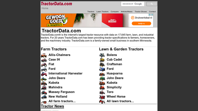 TractorData.com - information on all makes and models of tractors