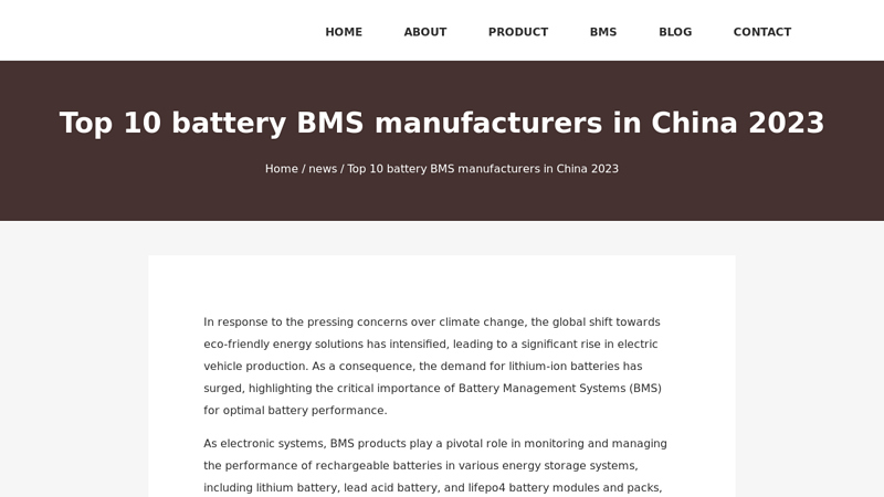 Image of Top 10 battery BMS manufacturers in China 2023