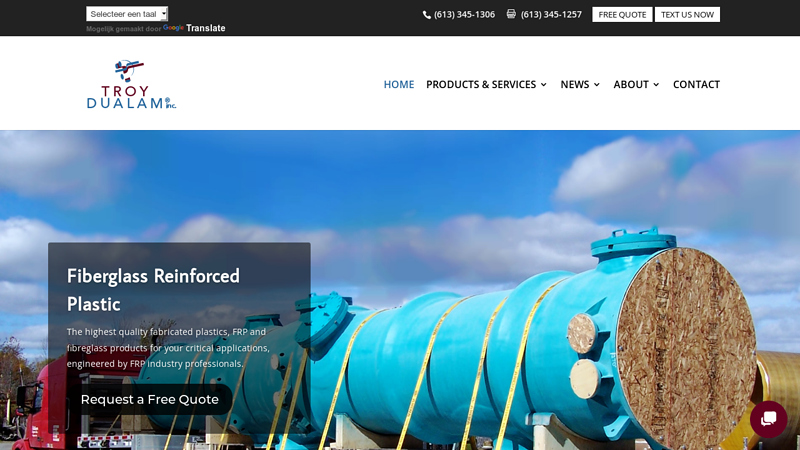 FRP Storage Tanks - Troy Dualam Canada - Fiberglass Reinforced Plastic