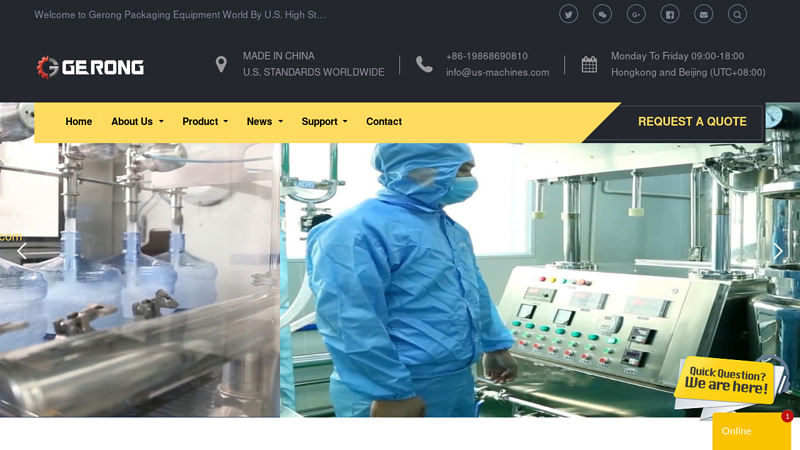 Chinese Machines Manufacturer for US Customers! - Filling bottling line,Capper,Sealer,Labeler,Packaging machinery,Form-fill&seal,End packaging line,Integrated packaging line,Processing equipment,Other machinery
