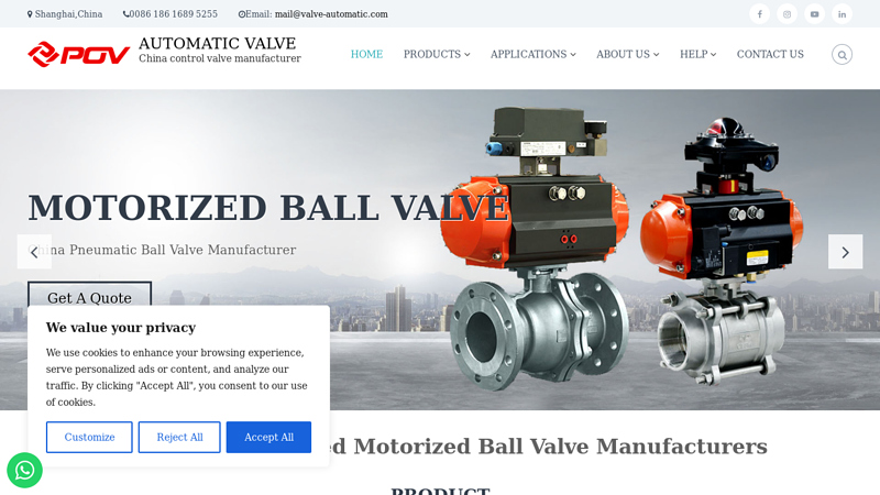 Pneumatic Motorized Actuated Ball Valve Manufacturers