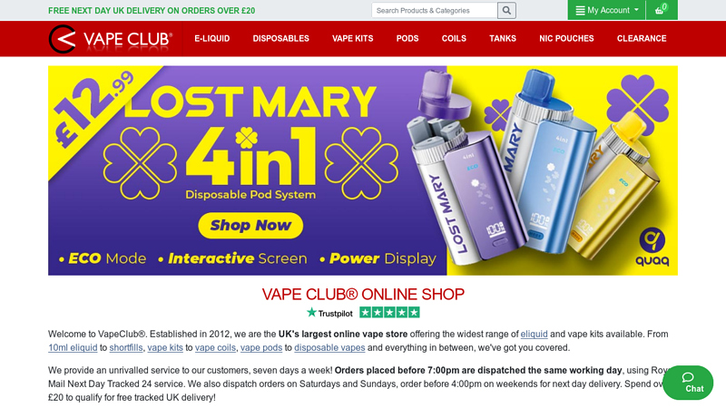 Vape Club UK Online Shop - FREE NEXT DAY DELIVERY