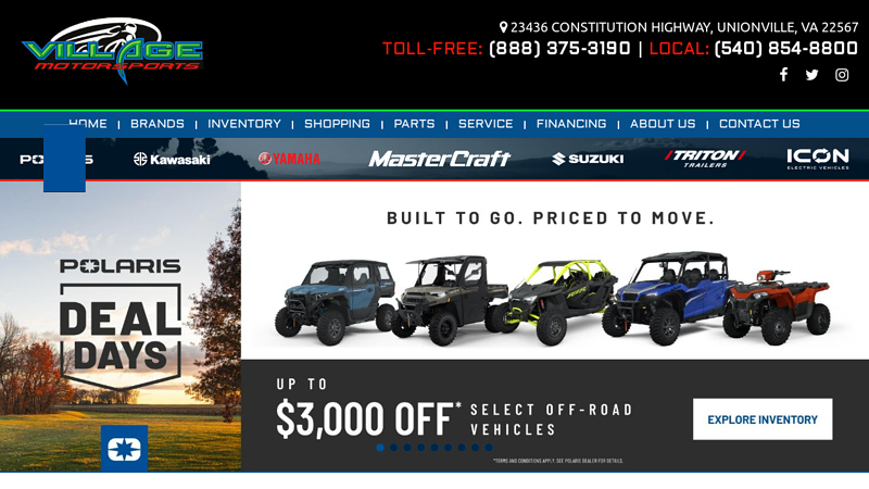 Motorcycle, ATV Dealer in VA | Polaris, Kawasaki, Yamaha, Suzuki | Village Motorsports, Unionville