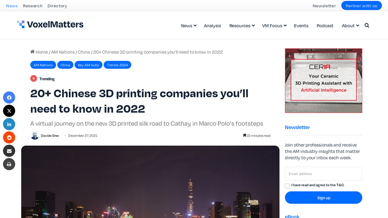 Image of 20+ Chinese 3D printing companies you